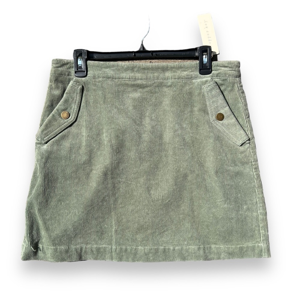 ✅Copper Key Cordaroy Sage Mini Skirt With Button Pocket Detail sz Large